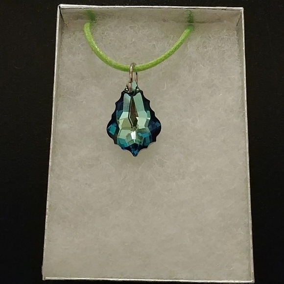 Marine Blue Crystal Pear Necklace - Picture 3 of 8